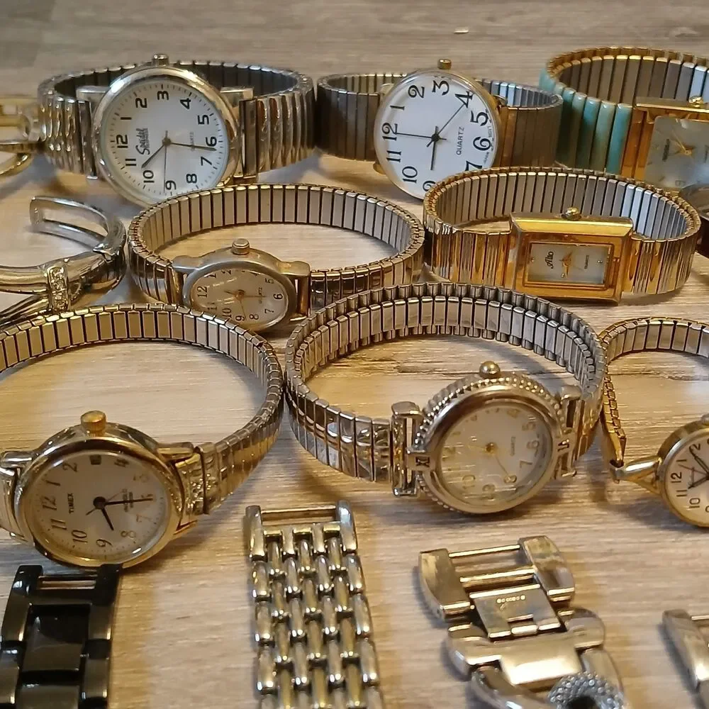 Lot 35+ Watches Parts/Repair ALL Metal Timex Seiko Nine West Anne Klein Armitron